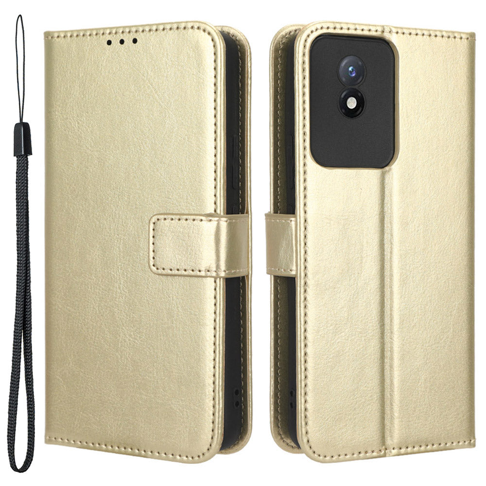 Mobile Phone Case for vivo Y02 4G Anti-drop Crazy Horse Texture Wallet Stand PU Leather Phone Cover with Strap Mobile Phone Case for vivo Y02 4G Anti-drop Crazy Horse Texture Wallet Stand PU Leather Phone Cover with Strap